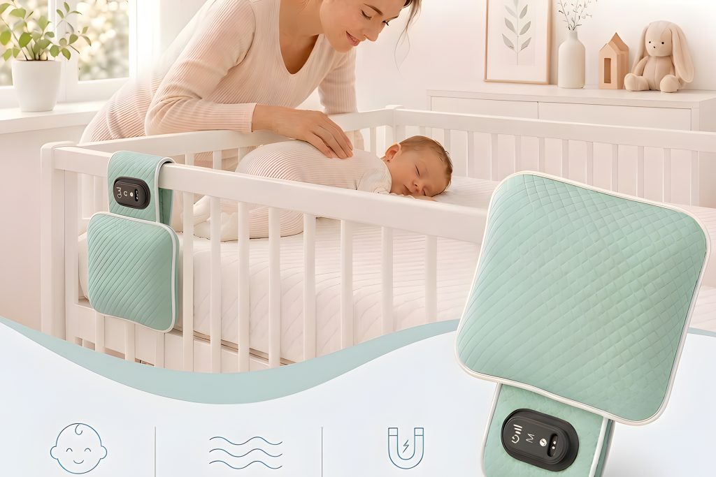 Baby sleep soother attached to crib