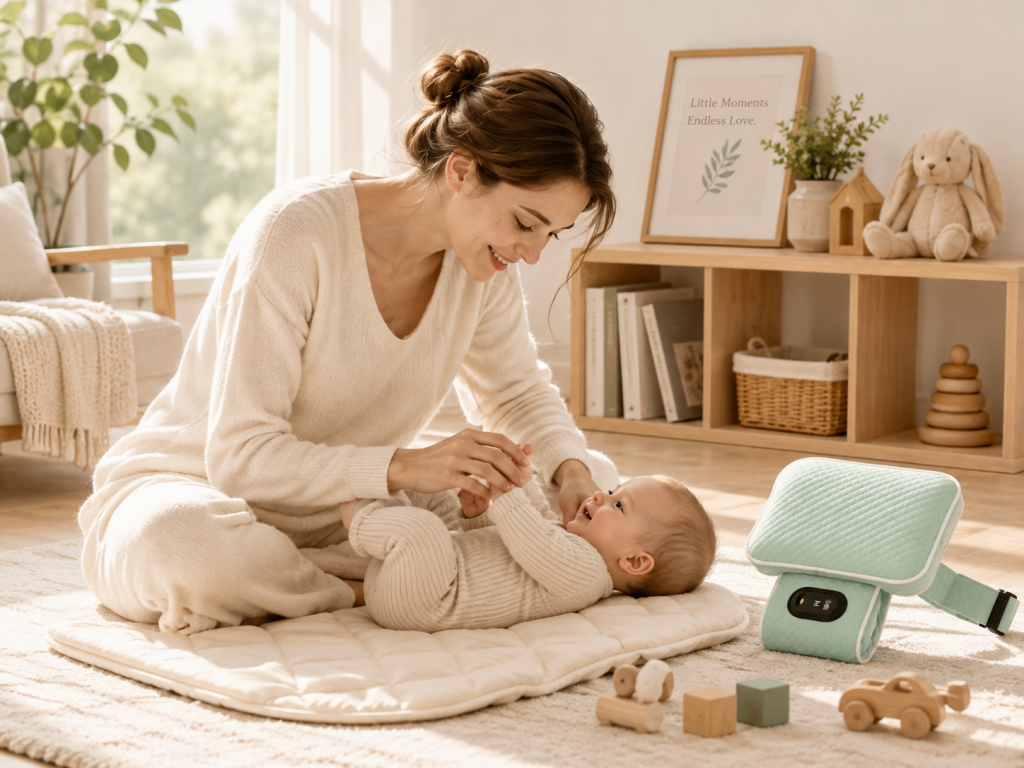 Mother and baby sharing a quiet moment at home